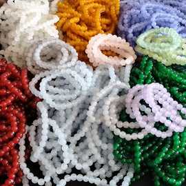 引流爆品海蓝宝手串男女简约百搭款8mm仿玛瑙绿幽灵琉璃手串批发