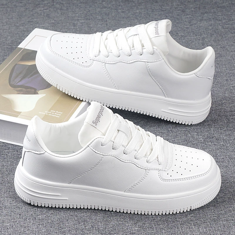Breathable low white shoes, universal footwear for beloved, sneakers for leisure, soft sole