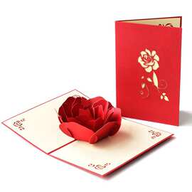 2025情人节贺卡浪漫表白3D立体玫瑰花贺卡婚礼结婚请柬卡贺卡定制