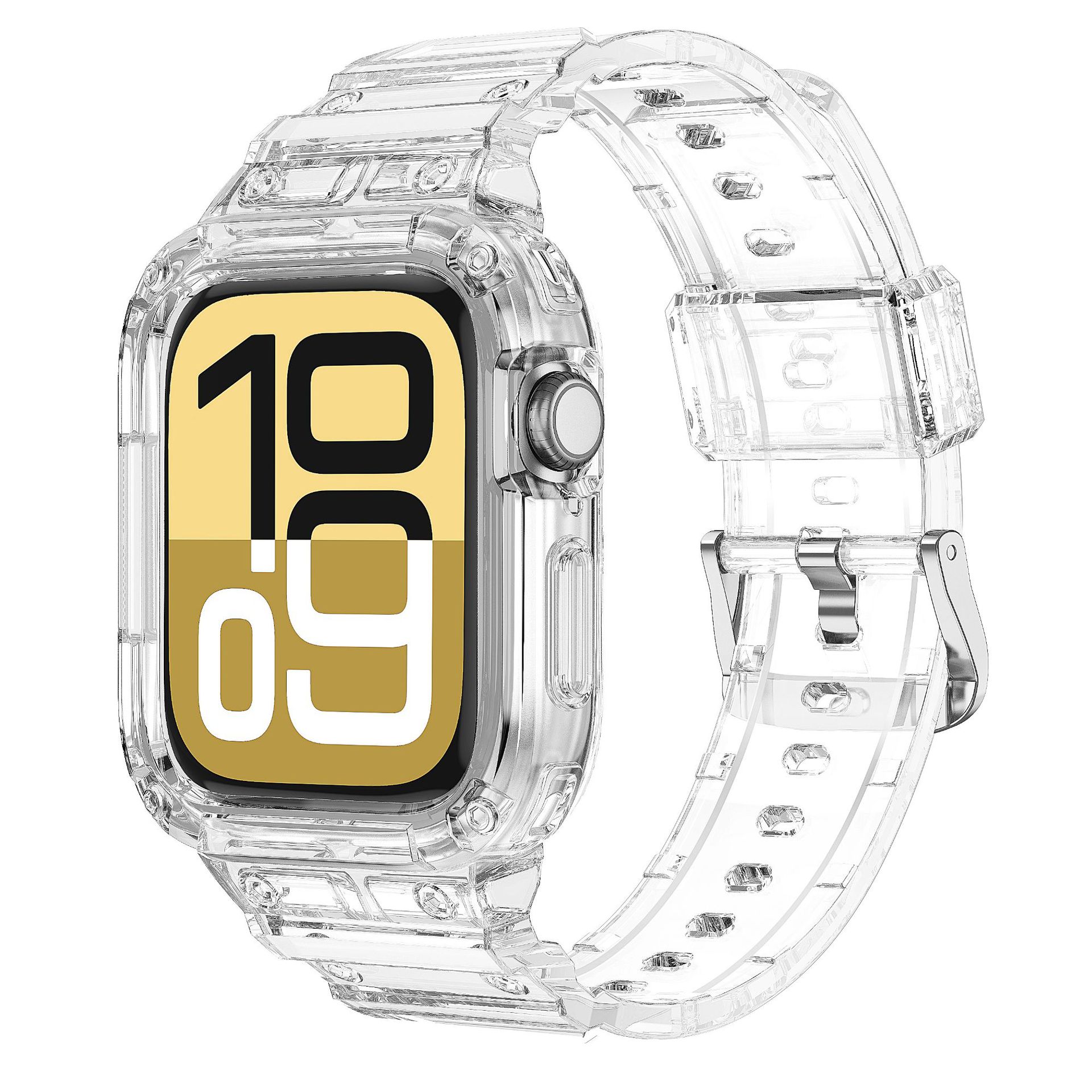 Applicable to the 46mm 10th generation silicone shockproof iwatchS10TPU one-piece strap with transparent glitter undefined