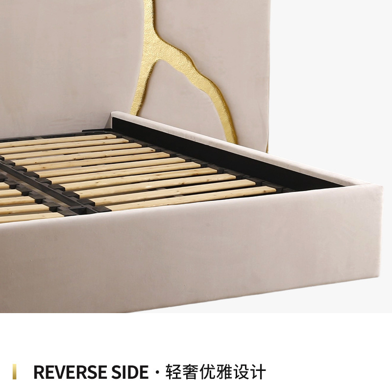 轻奢高端实木框架主卧床现代简约设计师艺术感别墅豪宅双人床批发|undefined
