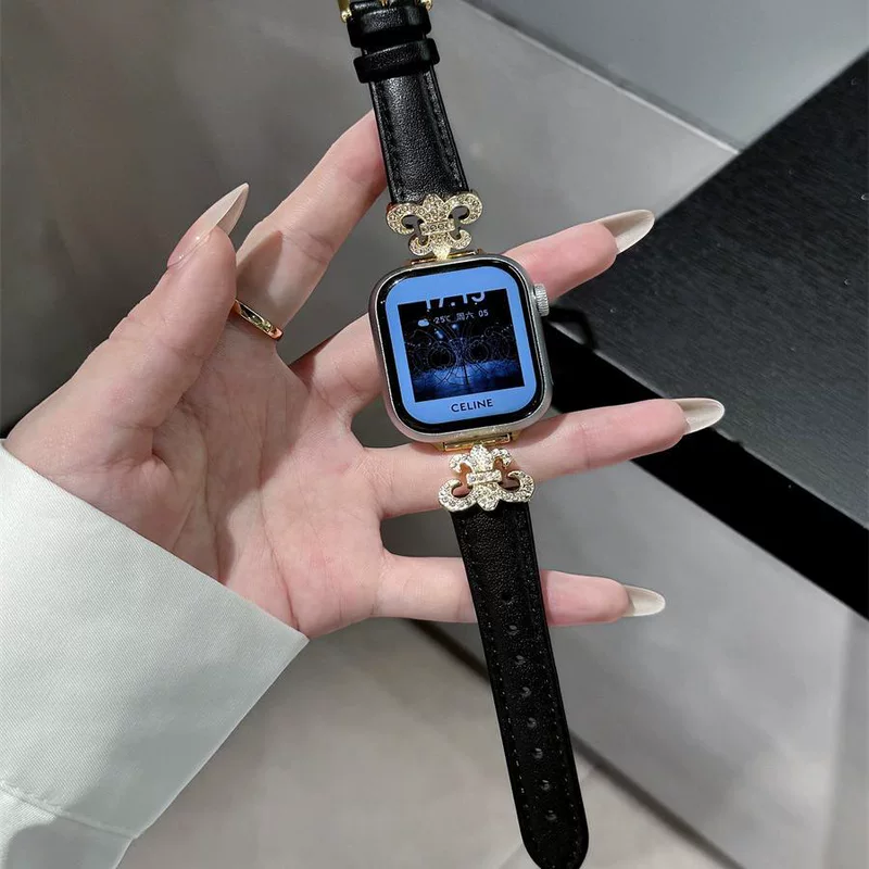 Панк стиль металлическая пряжка кожаный ремень подходит для Apple watch 10-го поколения iWATCH987654 поколения SE ниша