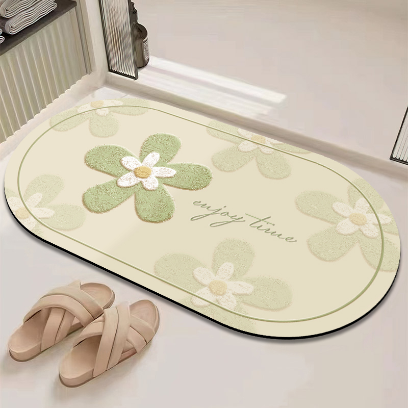 Pastoral Style Soft Diatom Mud Floor Mat Bathroom Floor Mat Bathroom Door Absorbent Quick-Drying Stain-Resistant Anti-Slip Floor Mat Wholesale