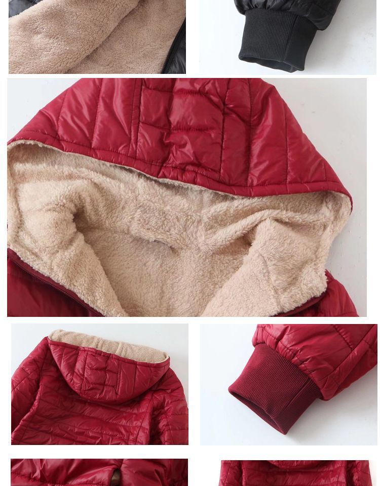 Women's Clothing autumn and winter new Korean version of the long hooded cotton coat women's lambskin warm cotton coat plus velvet jacket top_voghion.com