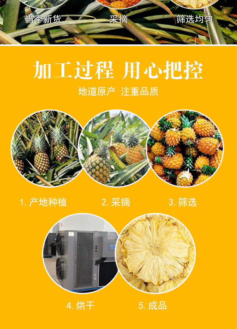 Dried Pineapple Slices (Ananas comosus) — Low-Temperature Dried Fruit Tea, 500g Bulk preparation