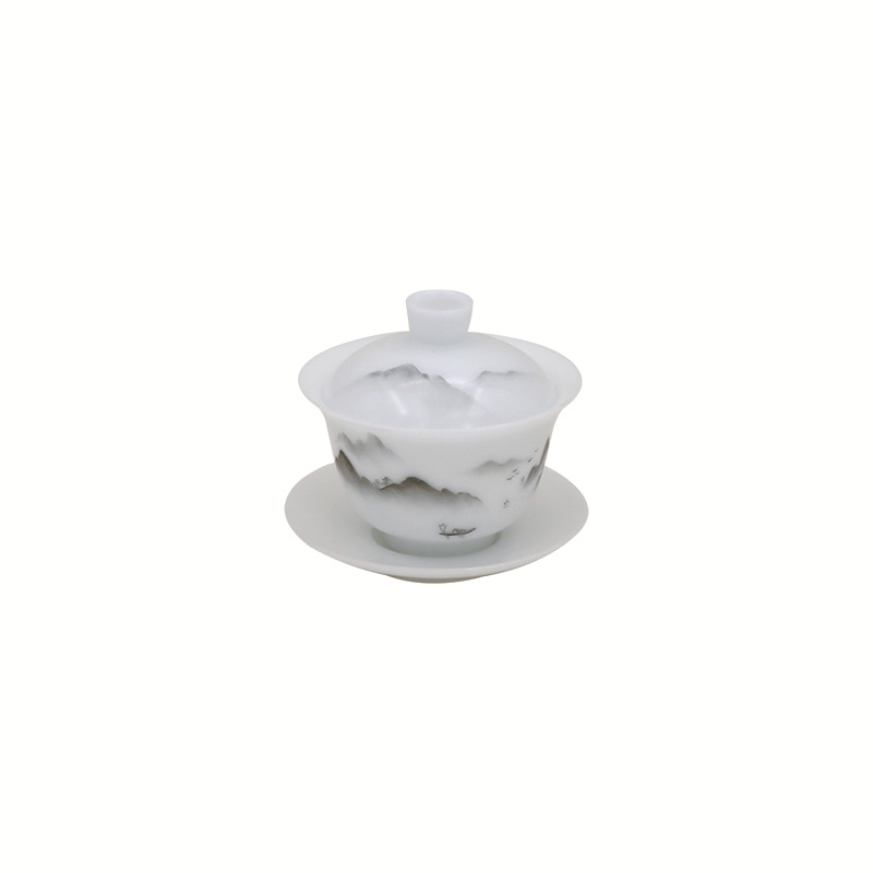 Sansui, tea set, ceramic tea cup, hand painting