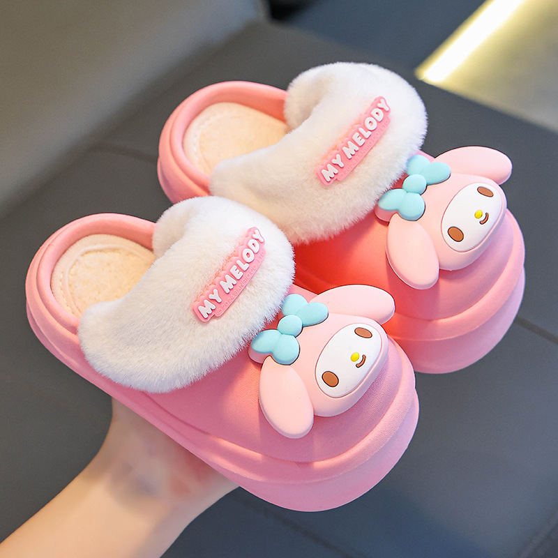 Sanliou zapatillas de algodón para niños de invierno para niños y niñas cálidas y pelusa para el hogar, bolsas de bebé, zapatos de talón de algodón