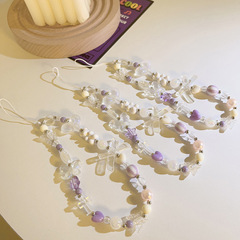 High-looking bow, love beaded chain, hand rope, universal mobile phone case, hand chain, mobile phone lanyard jewelry