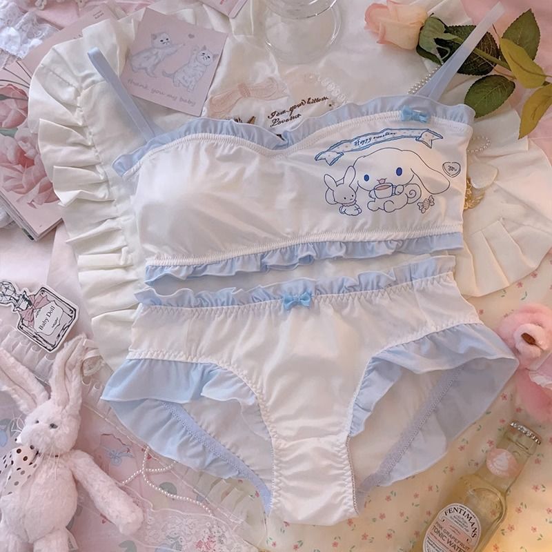 Sweet cute underwear female student cartoon strapless tube top bra small chest gathered wireless girl bra Sweet cute underwear female student cartoon strapless tube top bra small chest gathered wireless girl bra