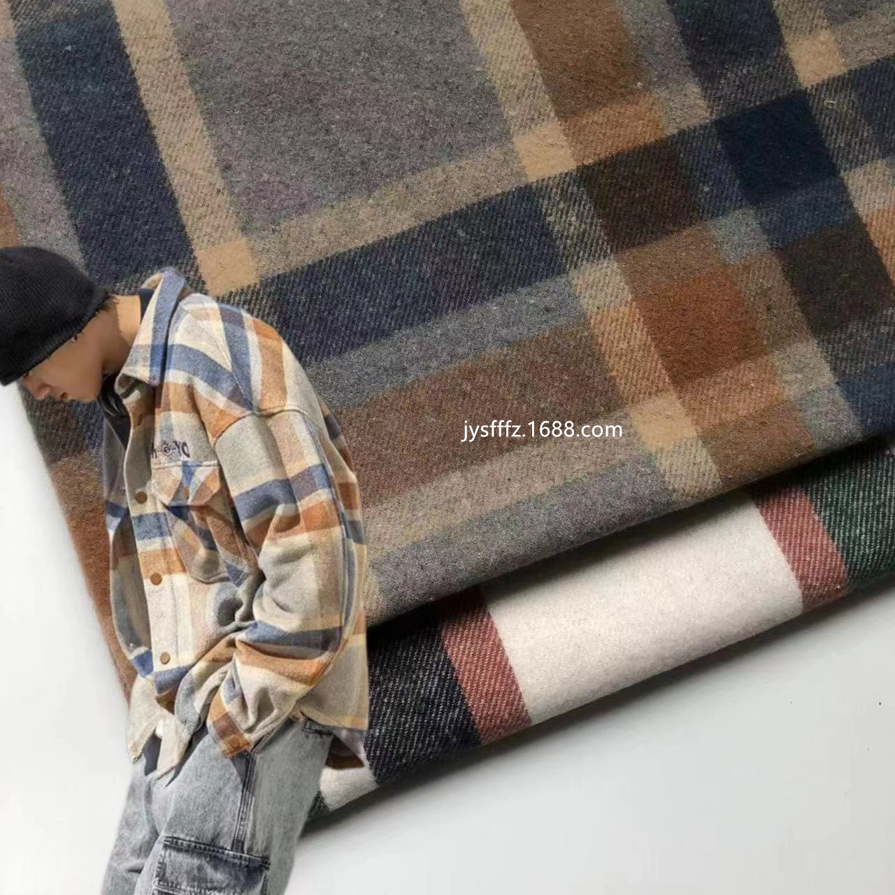 秋冬色织粗纺格子布 斜纹磨毛法兰绒 衬衫大衣外套格子面料