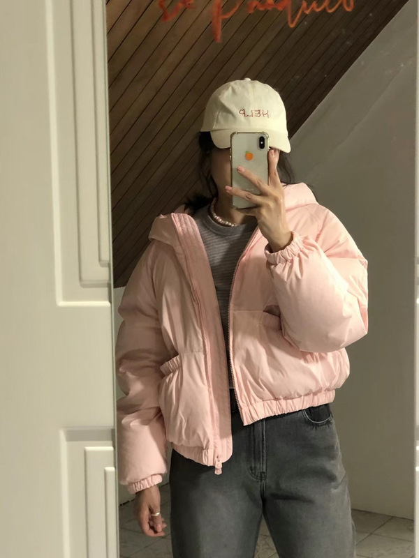 特价！现h韩国东大门同款24年冬ERUME纯色软乎乎鹅绒连帽羽绒服|undefined