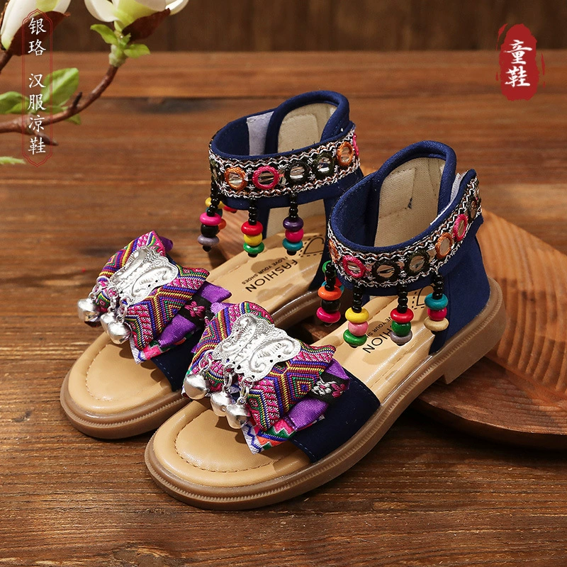 Сандалии для девочек 2025 летний новый стиль девочек национальный ветер принцесса сандалии