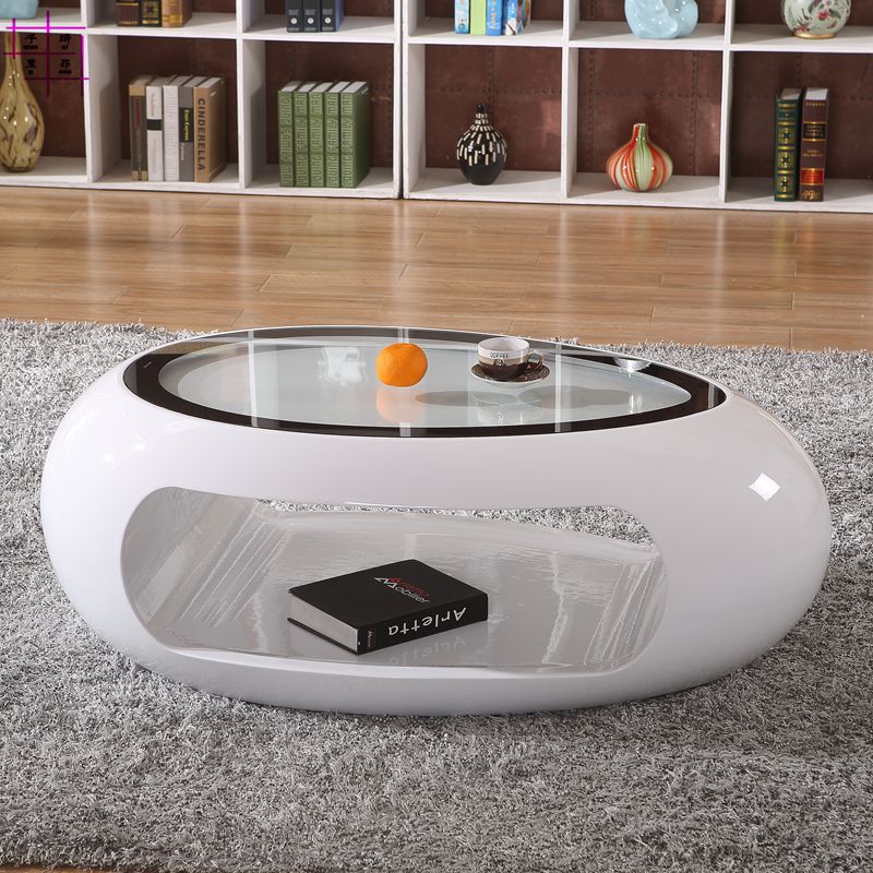 Xjc29-1 # Fiberglass Coffee Table Simple Stylish Modern Creative Simple Small Apartment Tea Table Oval Tv Cabinet
