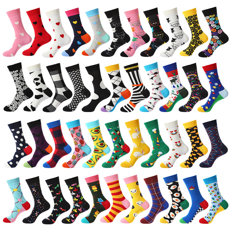 Swedish Happy Women's Socks European and American Autumn and Winter Trendy Socks Men's Cross-Border Trendy Brand Long Socks Men's Ins Personalized Trendy Cotton Socks