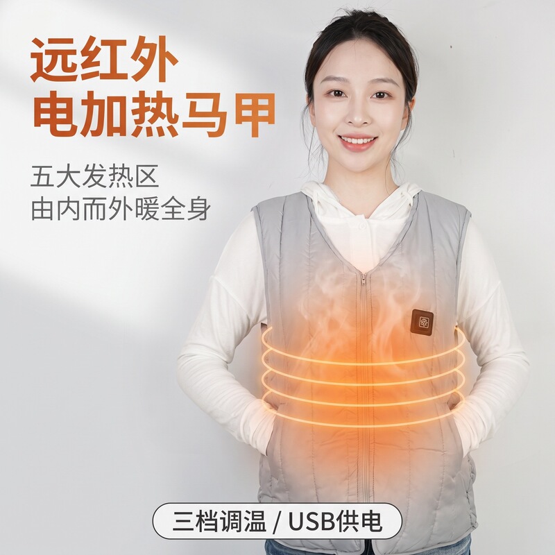 USB Electric Heating Vest Rechargeable Heated Vest Winter Smart Thermal Heating Clothing Rechargeable Heating Vest