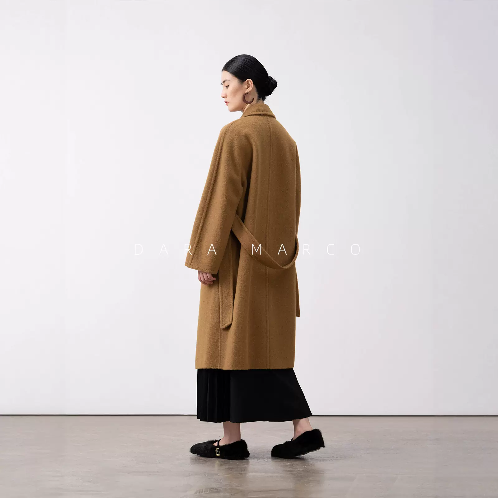 「纯骆驼绒」3W+M家JI软JI轻长款手工双面羊绒大衣外套女冬101801