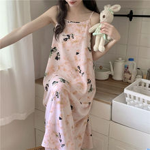 新款吊带棉绸睡裙女春夏季无袖长款连衣裙夏季性感外穿人造棉睡衣