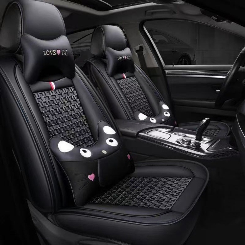 Leather Ice Silk Full-Cover Car Seat Cushion, Universal for All Seasons, Breathable Seat Cover for Five-Seater Cars, Exclusively for Cross-Border Sales