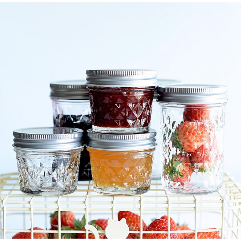 批发玻璃罐头瓶密封蜂蜜瓶钻石鱼子酱果酱玻璃瓶透明酱菜瓶燕窝瓶