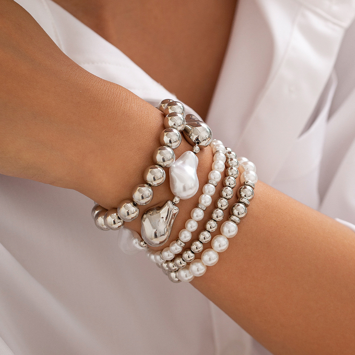 17g Weight CCB Pendant Material Bracelets Classification CCB, Imitation Pearl Chain Material Beaded Chain Chain Type 1 Set Quantity Banquet, Travel Occasion CCB, Imitation Pearl Material Heart Shape Pattern Women's Gender Plating Design Vintage Style Style Vintage Style Heart Shape CCB Imitation Pearl Beaded Chain Beaded Bracelets Wholesale 19