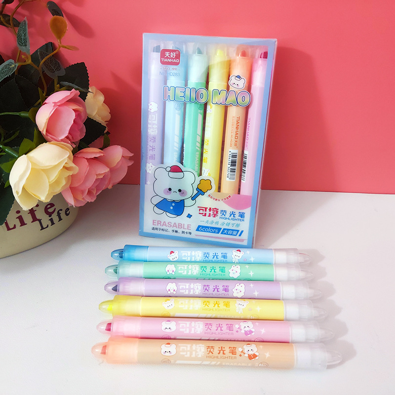 Disappearing highlighter double head 6 colors erasable high…
