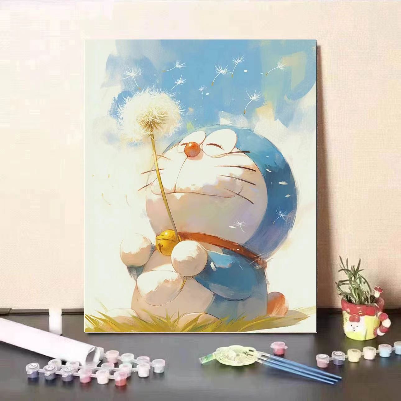哆啦A夢卡通數字油畫diy手工填色治癒解壓高顏值生日禮物客廳掛畫