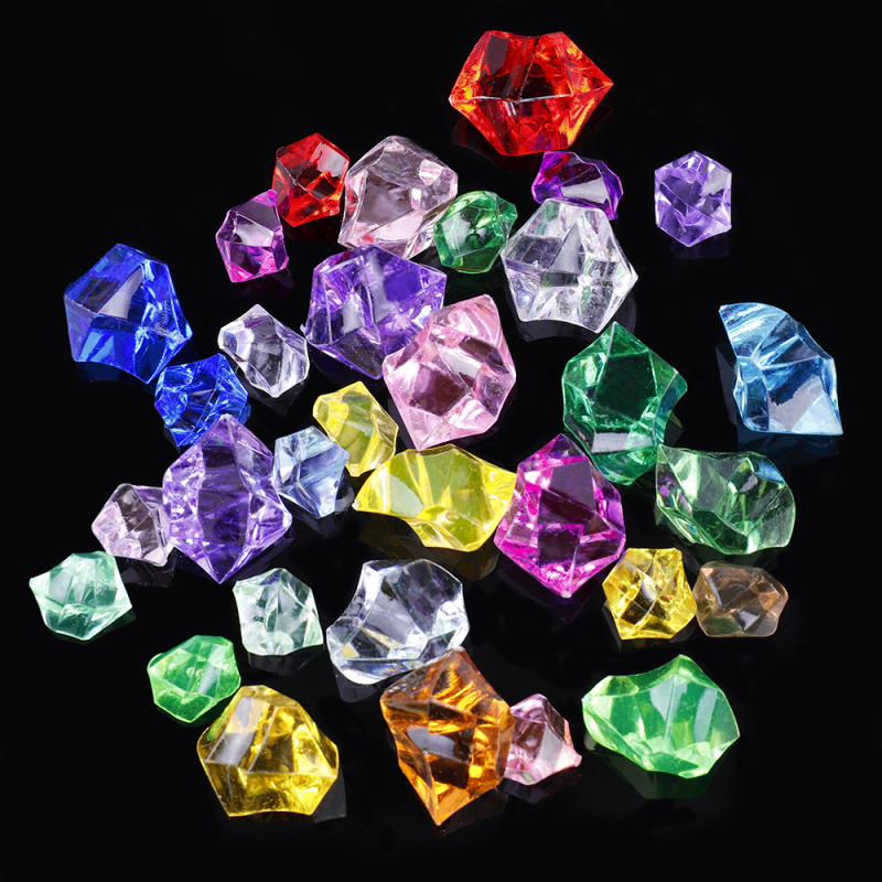 Irregular Transparent Colored Gemstones Imitation Crystal Crushed Ice DIY Fish Tank Filling Scene Photography Props Simulated Ice Cubes