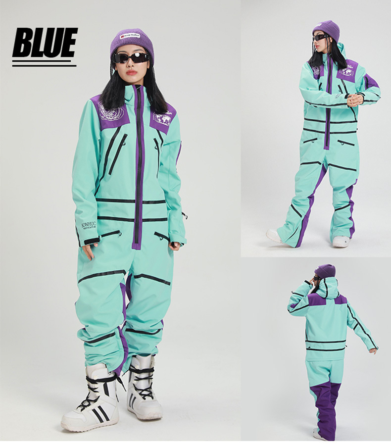 Profesjonalny jednoczęściowy kombinezon snowboardowy męski i damski kombinezon snowboardowy pogrubiony para podwójna deska jednoczęściowy_voghion.com