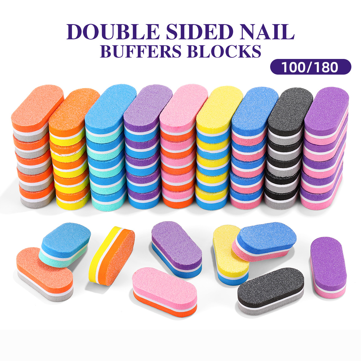 Mini Sponge Nail File, Oval Sponge Block, Double-Sided High-Elastic Sponge Polishing and Shaping Nail File Tool