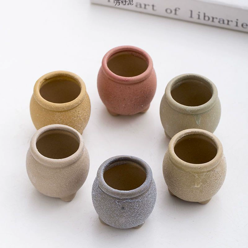 Мясо цветочный горшок Керамический суккуленты Ретро обожженный фиолетовый песок большой палец керамический маленький калибр простой цветочный горшок