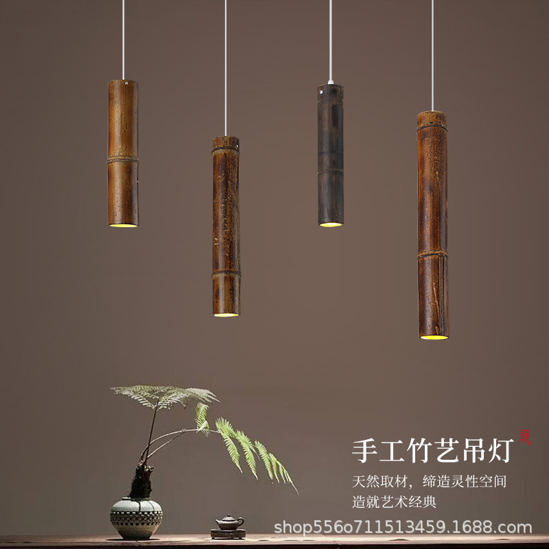 Bamboo downlight bamboo lamp bamboo chandelier round barrel lamp cylindrical lamp long downlight round tube bamboo lamp with Spotlight