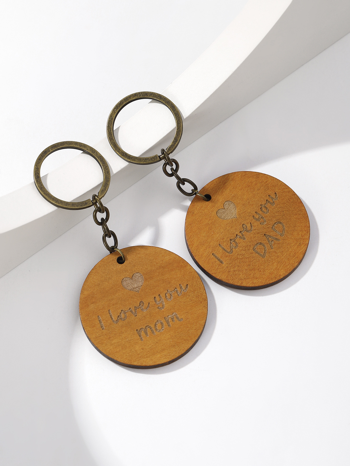 Simple Style Geometric Letter Wood Mother'S Day Father'S Day Unisex Keychain display picture 7