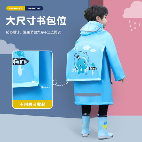 Children's raincoat boys  new style rainproof clothing for primary school students with school bag for children and babies to go to school poncho