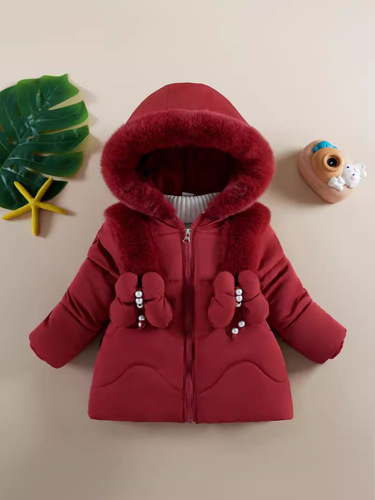 Children's Winter Jacket 1-6 Years Old Girls Fleece-lined Thick Fashion Cotton Coat Little Girl Cotton Padded Coat 2024 New Windproof