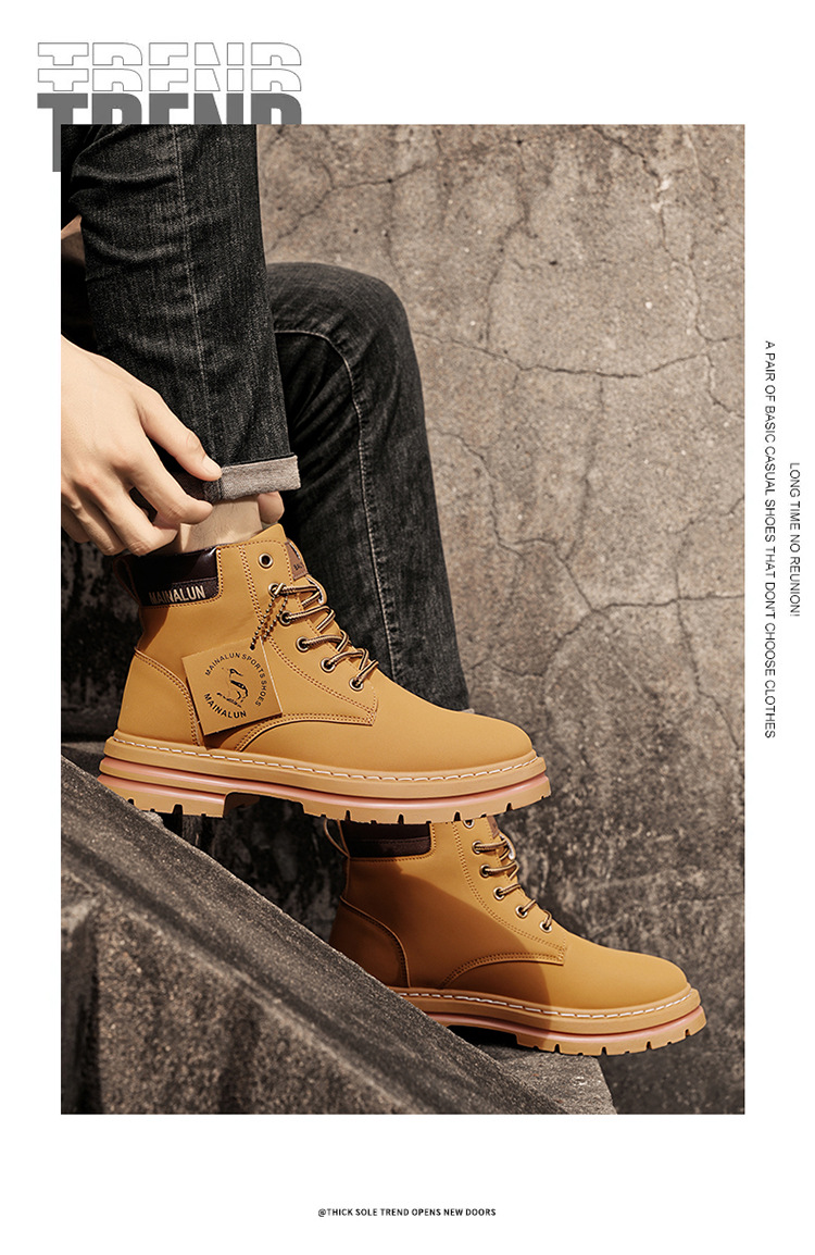 Women's Chunky Platform Work Boots Yellow & Pink Ankle Boots_voghion.com