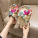Cute Strawberry Printed Cross Slippers Women's Summer 2025 New Style Outer Wear Thick Bottom Non-Slip Indoor Home Sandals