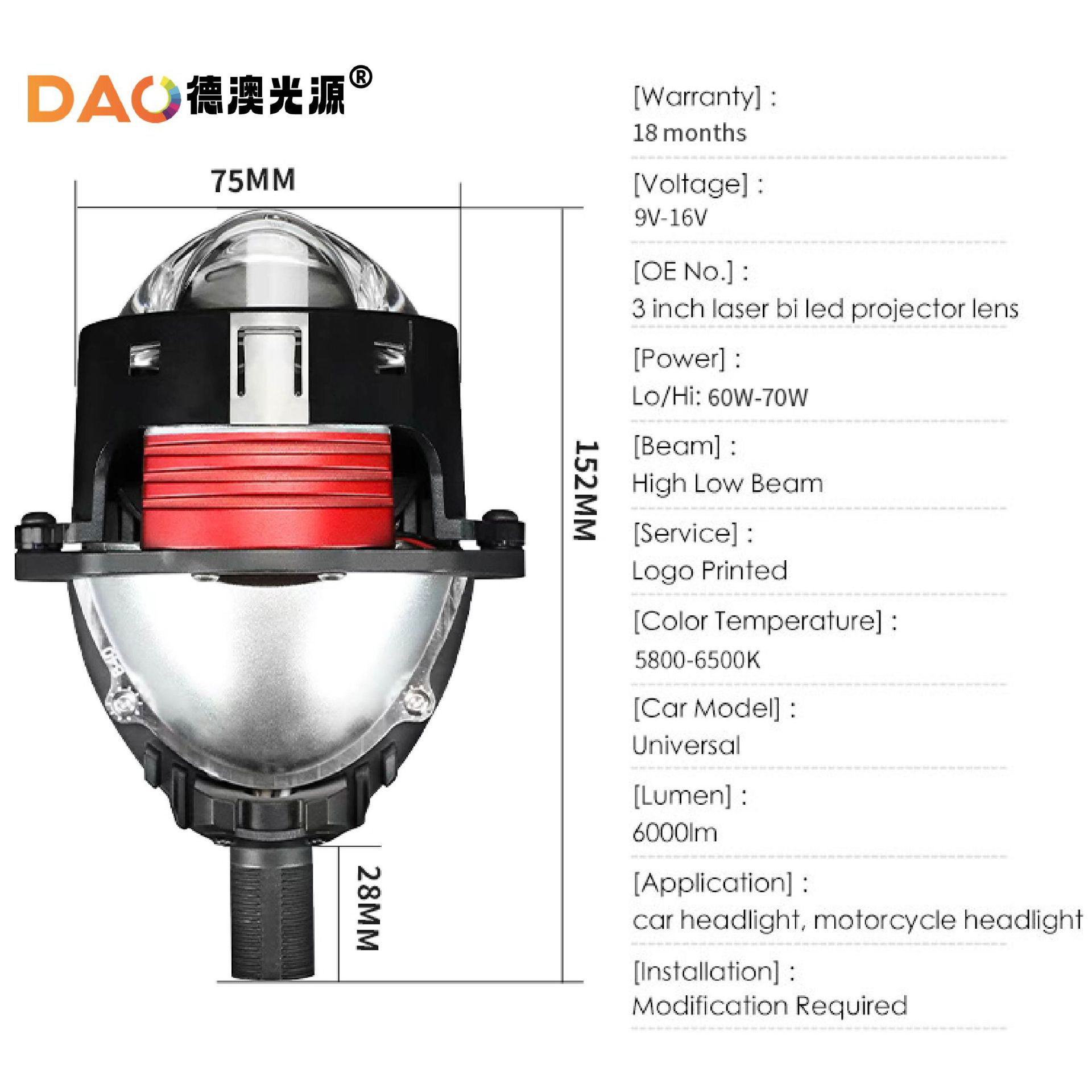 3. 0-pulgadas nuevo 65wb40 doble lente láser directa LED inteligente doble luz lente coche universal Super brillante proyector