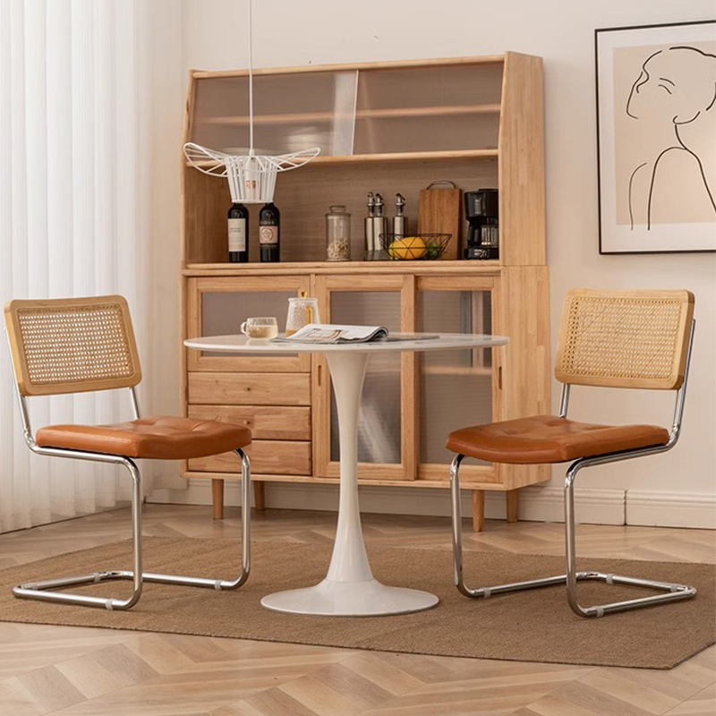 silla de comedor de rattan silla de comedor de lujo ligera silla de arco respaldada de alta calidad silla de tela de ratana moderna simple image 5