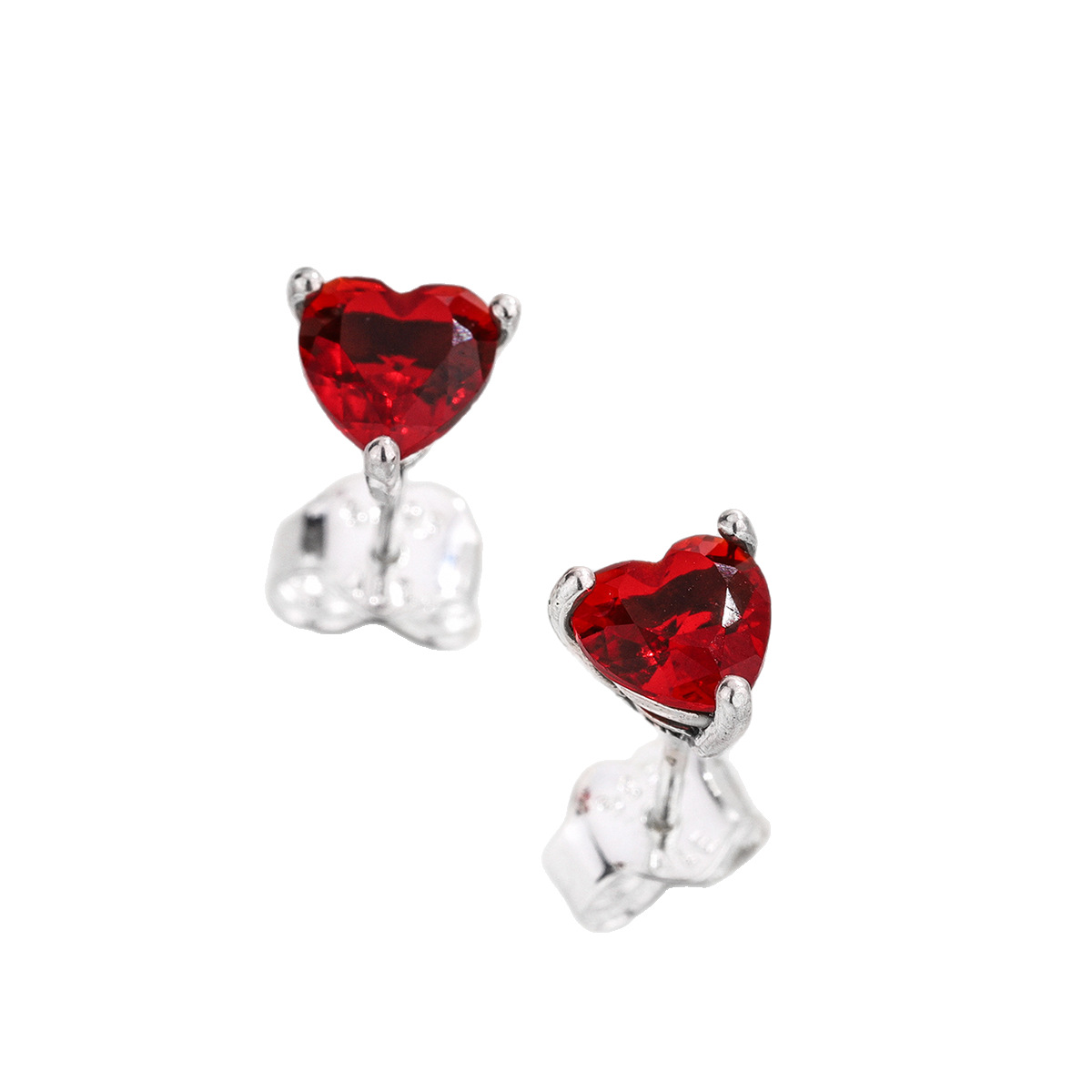 Silver Plated Red Heart Diamond Bangle Bracelet For Couples_voghion.com