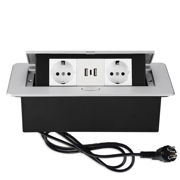 1.8 m plug cord European standard power socket cross-border USB/Type-c embedded hidden pop-up desktop socket