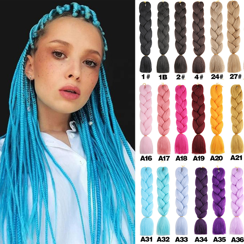 African Big Braids Monochrome Braided Wig Jumbo Braid Hair High Temperature Silk Dreadlocks Factory