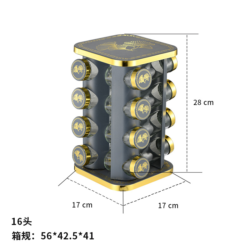 Caja de condimento multifuncional de cocina de acero inoxidable Estante de condimento giratorio de ginkgo biloba cuadrado Estante de cocina al por mayor