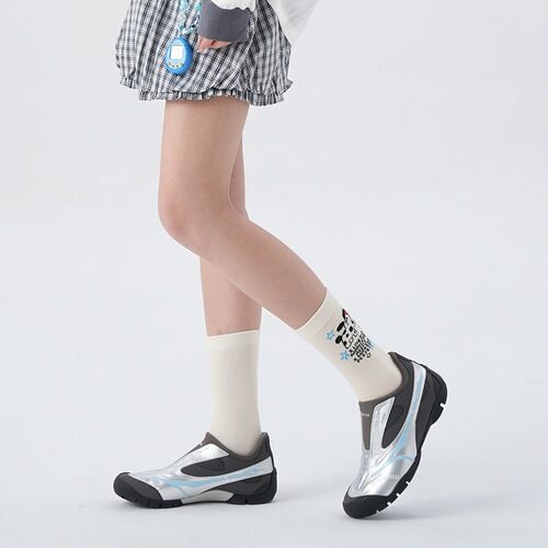 Brand original cute cartoon energy puppy mid-tube socks women's fashion stripe contrasting color couple's drawstring socks