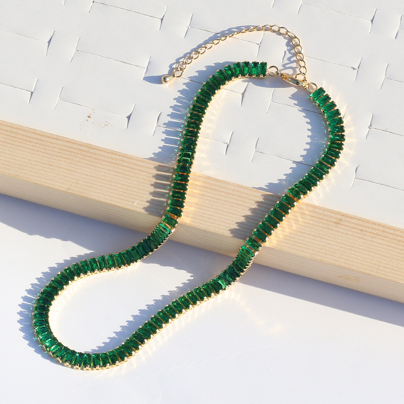 Fashion Geometric Copper Bracelets Ear Studs Necklace Plating Zircon Copper Necklaces