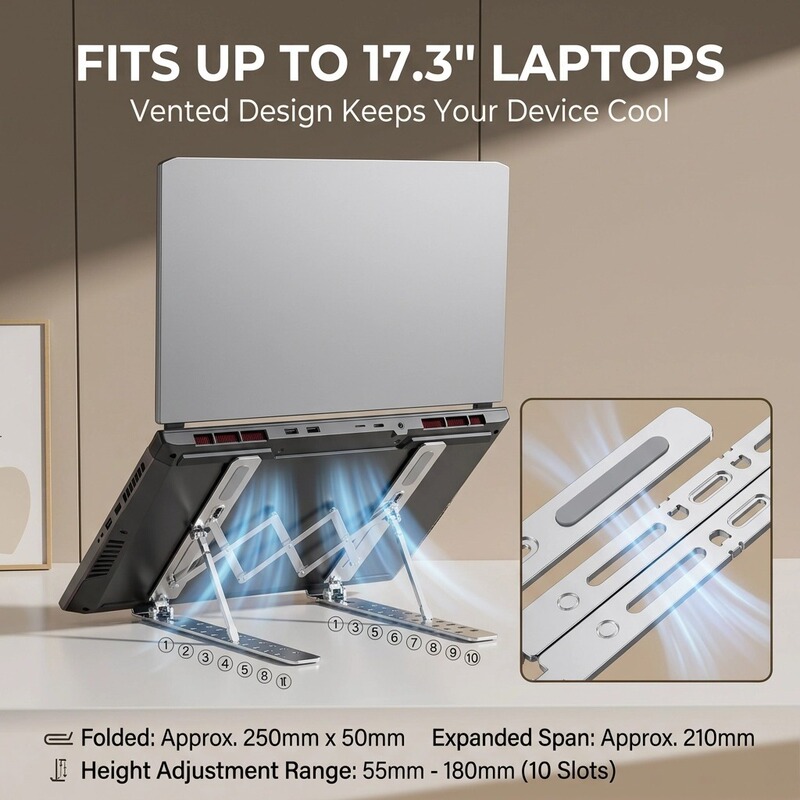 Cross-border N3 three-pronged gaming laptop stand, multi-functional desktop cooling stand, foldable and adjustable aluminum alloy stand