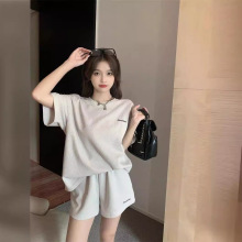 韩版运动休闲套装女宽松夏季设计感显瘦港风时尚两件套短袖短裤潮