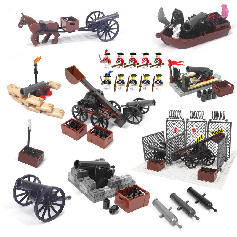 Cross-border Middle Ancient Military Cannon Small Particles Soldiers Human Child Building Blocks Pirate Ship Artillery Scene Ornaments Toys