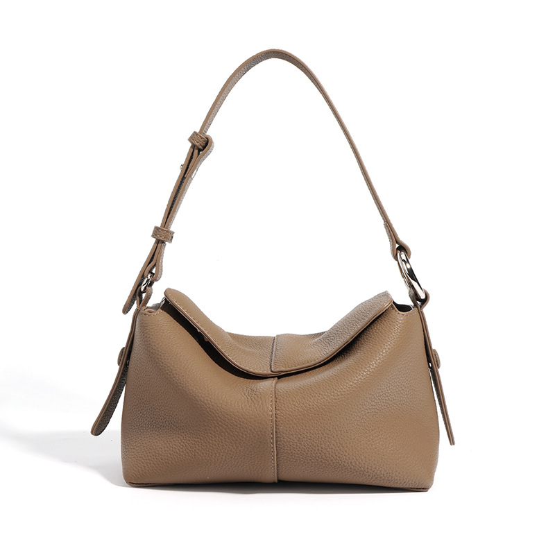 New Top Grain Cowhide Commuter Shoulder Pillow Bag, Niche Genuine Leather Crossbody High-End Large Capacity Handbag For Women - Thumbnail 5