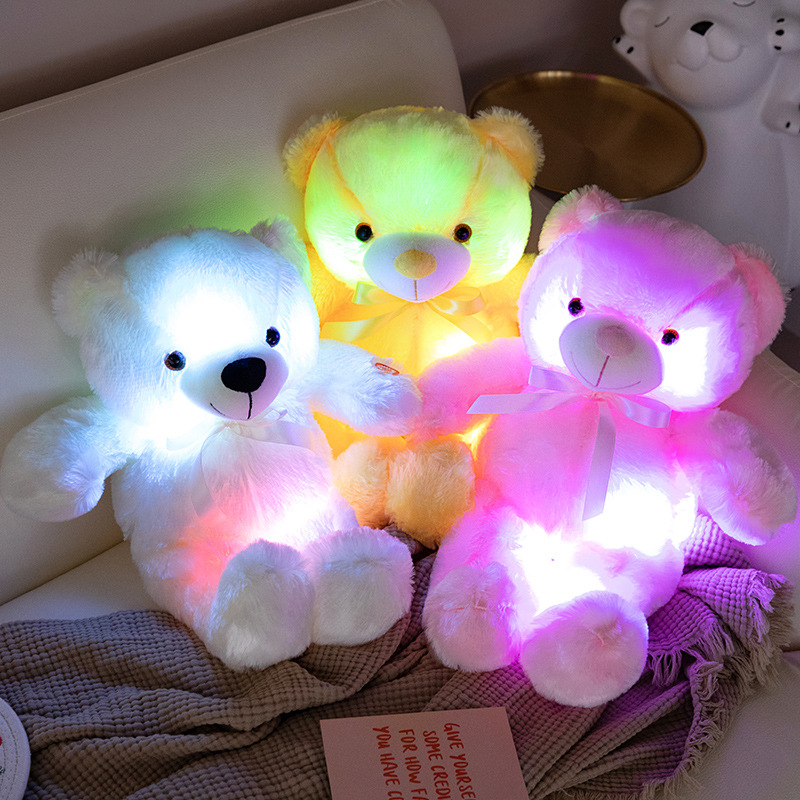 Suministro directo de fábrica transfronteriza Venta caliente luminoso oso de peluche abrazo oso muñeca de peluche almohada de juguete regalo de San Valentín