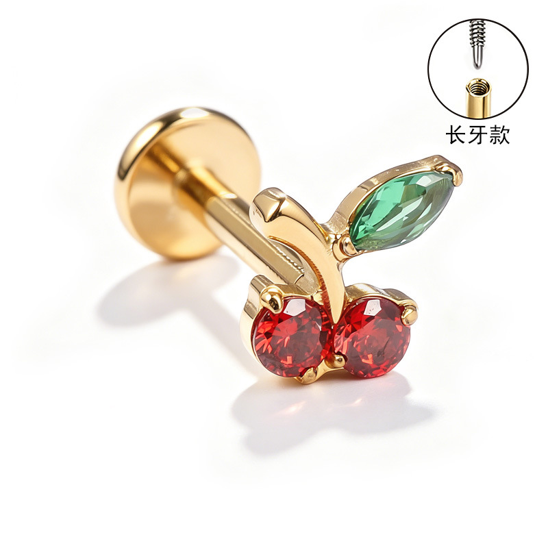 F136 Titanium Alloy Ear Studs, Carved Long Tooth Ear Bone Studs, Zirconia Lip Studs, G23 Titanium Body Piercing Jewelry detail image 28